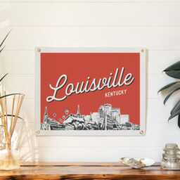 Louisville, Kentucky Felt Poster Banner - City Skyline Wall Art Print Sign. Vintage City Line Drawing Pennant Home Decor. Handmade Gift Idea - thumbnail 2