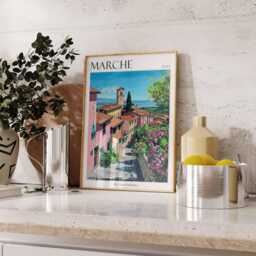 Marche Italy Travel Poster Vintage Italian Wall Art - thumbnail 2