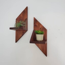 Handmade Geometric Shelves - Set Of 2, Modern Wood Wall Decor - thumbnail 4