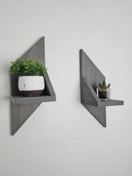 Handmade Geometric Shelves - Set Of 2, Modern Wood Wall Decor - thumbnail 1
