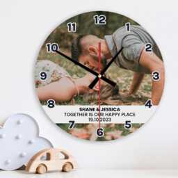 Photo Wall Clock Personalised Glass Wooden 20cm 30cm - Home Decor Anniversary Wedding Birthday Memorial New Baby Sentimental Gifts - thumbnail 1