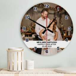 Photo Wall Clock Personalised Glass Wooden 20cm 30cm - Home Decor Anniversary Wedding Birthday Memorial New Baby Sentimental Gifts - thumbnail 2
