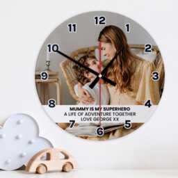 Photo Wall Clock Personalised Glass Wooden 20cm 30cm - Home Decor Anniversary Wedding Birthday Memorial New Baby Sentimental Gifts - thumbnail 3