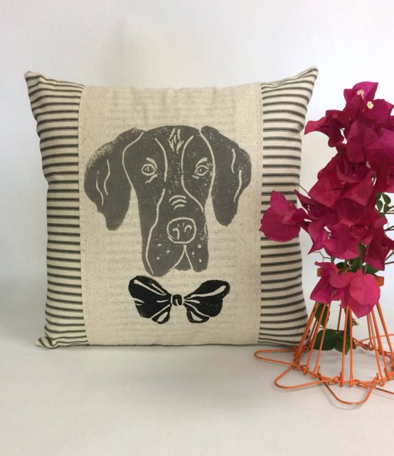 Hand Block Print Dane Pillow Cover - Ticking Fabric Cushion - image 1