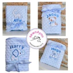 Embroidered Blue Baby Blanket UK Personalised Fleece, Appliqu?? Design Boy - thumbnail 2