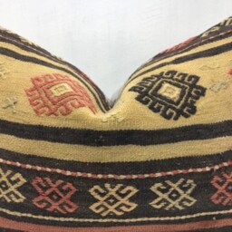 Vintage Kilim Pillow Cover, Handwoven Turkish Bohemian Cushion - 16x24 - thumbnail 2