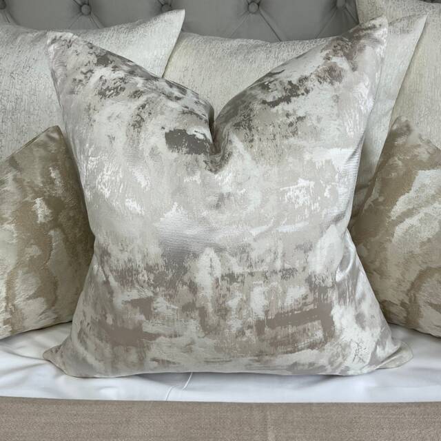 Champagne Pillow Cover, Luxury Cushion Designer Fabric Clarke & Tessere - Double Sided, Throw Cover For Sofa Or Bed - image 1