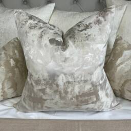 Champagne Pillow Cover, Luxury Cushion Designer Fabric Clarke & Tessere - Double Sided, Throw Cover For Sofa Or Bed - thumbnail 1