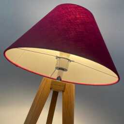 Raspberry Pink Textured 100% Linen Tapered Coolie Lampshade - thumbnail 4