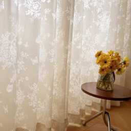 Shadow Of Butterfly White & Cream Voile Custom Curtain Made To Measure - thumbnail 3