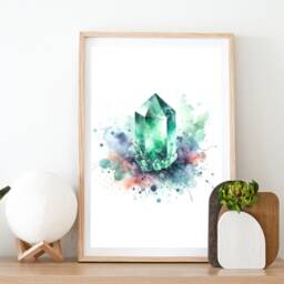 Jade Crystal Print - Set Of 3 Posters - Watercolour Gemstone Mineralogy Meaning Paintings Gifts Design Decor Wall Art - thumbnail 2
