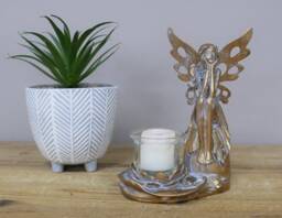 Golden Sitting Fairy Candle Holder - Themed Gifts Home Accessories Ornament Light