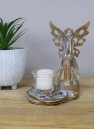 Golden Sitting Fairy Candle Holder - Themed Gifts Home Accessories Ornament Light - thumbnail 2