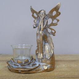 Golden Sitting Fairy Candle Holder - Themed Gifts Home Accessories Ornament Light - thumbnail 4