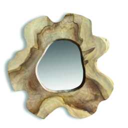 Small Teak Tree Slice Round Wall Mirror 40cm - thumbnail 2