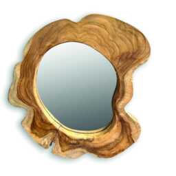 Small Teak Tree Slice Round Wall Mirror 40cm - thumbnail 3