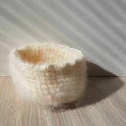 Decorative Knitted Pot Mini Home Basket Hand Crafted Vase Airplant Handmade Bowl Crochet Pod Fluffy Decoration - thumbnail 3