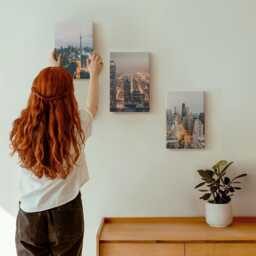 Canvas Wall Art Set Of 3 - Night City Views With Skyscrapers & Lights, Orange Print On Canvas, Travels Decor - thumbnail 3