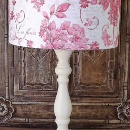 Red & Ivory Floral Lampshade Shabby Chic Lamp Shade Cottage Bedroom Free Gift - thumbnail 2