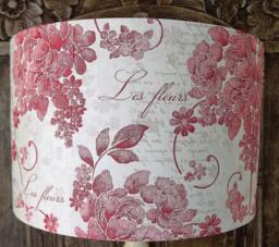 Red & Ivory Floral Lampshade Shabby Chic Lamp Shade Cottage Bedroom Free Gift - thumbnail 1