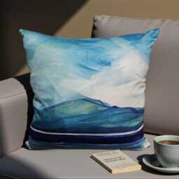 Coastal Seascape - Ocean Blue Velvet Cushion Throw Pillow Inspired - thumbnail 3