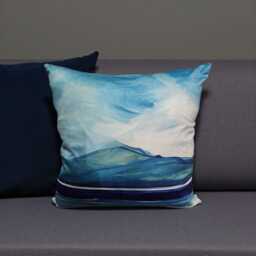 Coastal Seascape - Ocean Blue Velvet Cushion Throw Pillow Inspired - thumbnail 2