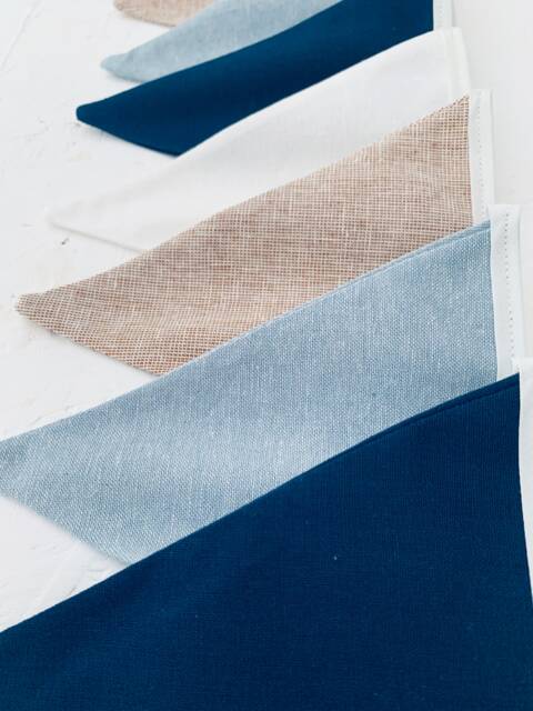 Linen Bunting - Navy & Jute Fabric Baby Shower Nursery Decor Wall Hanging Room Birthday Garland - image 1