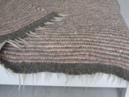 Handwoven Wool Blanket Pink Bed Throw, Organic Plaid