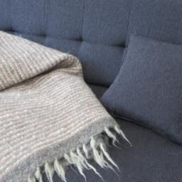 Handwoven Wool Blanket Pink Bed Throw, Organic Plaid - thumbnail 3