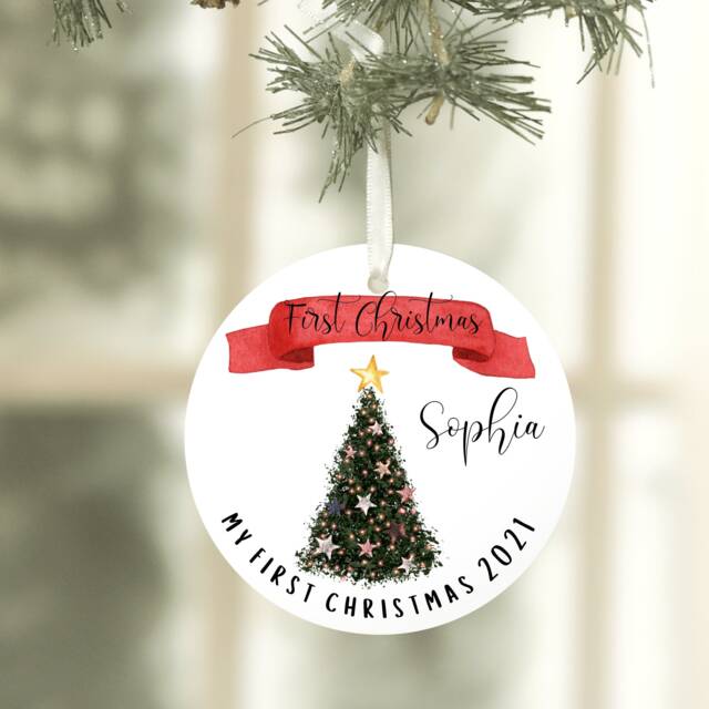 Baby First Christmas Bauble, Baby's 1st Christmas, Bauble For New Baby, Gift Grandson Granddaughter - image 1