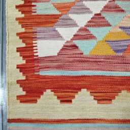 Classic Runner Rug, Handmade Artisan Afghan Turkish Scandinavian Navajo Bohemian Wool Flatweave Multicolour Kilim Rug 196x64 cm - thumbnail 4