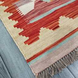 Classic Runner Rug, Handmade Artisan Afghan Turkish Scandinavian Navajo Bohemian Wool Flatweave Multicolour Kilim Rug 196x64 cm - thumbnail 2