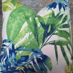 Designer Pillow Cover, Palm Solie, Blue & Green - thumbnail 2