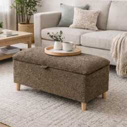 storage Ottoman in Teddy Boucl?? Fabric, Boucle Ottoman Footstool - thumbnail 3
