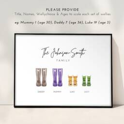 Personalised Family Welly Boot Print - Custom Wall Art Print Autumn Sprint Family Home - thumbnail 2