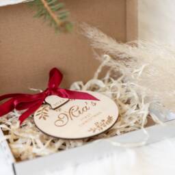 Keepsake Christmas Gift , Wooden Family Bauble Our First Ornament Personalised Newborn Baby 2022 - thumbnail 3