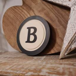 Rustic Letter B Sign 15cm Cream & Black Monogram Wall Art - thumbnail 2