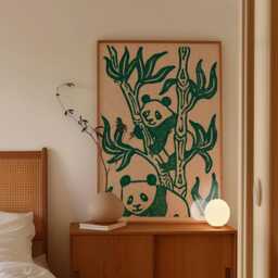 Panda Bamboo Poster, Wildlife Nature Print, Botanical Wall Art, Paper - thumbnail 3
