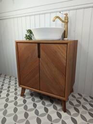 The Abbotsford/A Handmade Solid Hardwood Bathroom Vanity Unit in The Mid Century Modern Style - thumbnail 1