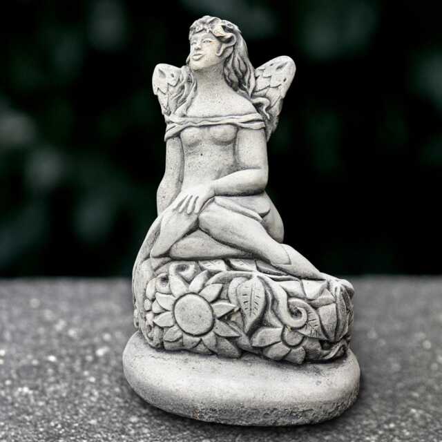 Outdoor Girl Sculpture Concrete Children Figurine Stone Butterfly Handmade Woman Decoration Garden Sitting Ornament Gift - image 1