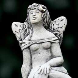 Outdoor Girl Sculpture Concrete Children Figurine Stone Butterfly Handmade Woman Decoration Garden Sitting Ornament Gift - thumbnail 2