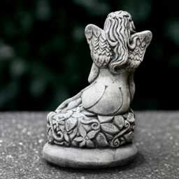 Outdoor Girl Sculpture Concrete Children Figurine Stone Butterfly Handmade Woman Decoration Garden Sitting Ornament Gift - thumbnail 4