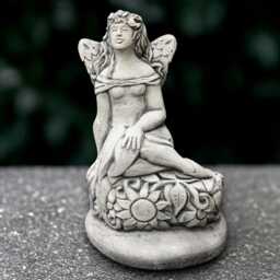 Outdoor Girl Sculpture Concrete Children Figurine Stone Butterfly Handmade Woman Decoration Garden Sitting Ornament Gift - thumbnail 3
