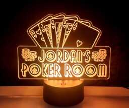 Poker Game Sign Personalised Custom Name Casino Led Neon Night Light Lamp Usb Playing Cards Chips Plaque Christmas Birthday Gift For Him Her