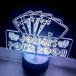 Poker Game Sign Personalised Custom Name Casino Led Neon Night Light Lamp Usb Playing Cards Chips Plaque Christmas Birthday Gift For Him Her - thumbnail 4