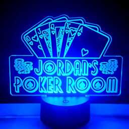 Poker Game Sign Personalised Custom Name Casino Led Neon Night Light Lamp Usb Playing Cards Chips Plaque Christmas Birthday Gift For Him Her - thumbnail 2