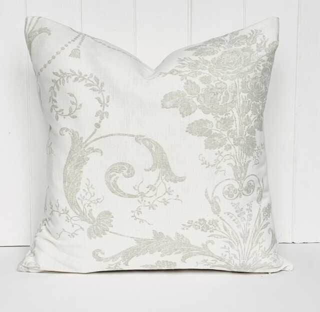 Laura Ashley Josette Dove Grey Off White Cushion, Backed With Austen White. Handmade Zip Fastening - image 1