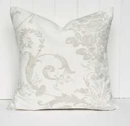 Laura Ashley Josette Dove Grey Off White Cushion, Backed With Austen White. Handmade Zip Fastening - thumbnail 1