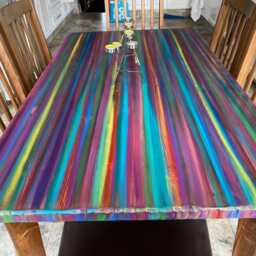 Candy Stripe Coastal Cottage Dining Table With Black Metal Hair Pin Or Tapered Wood Legs/Us Customers Customs Tariffs Are Pre-Paid - thumbnail 4