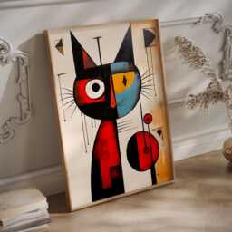 Mir?? Cat Print in Different Sizes & Frame Options Or Canvas - Abstract Wall Art - thumbnail 3